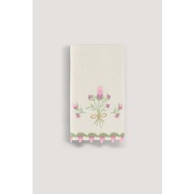 Arliva Home Lavanta Krem 30x50 Kadife Nakışlı Çeyiz Havlusu