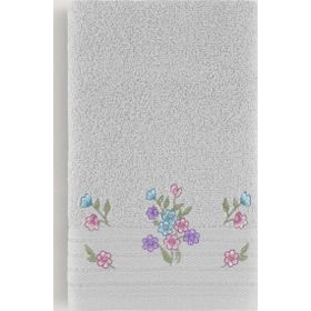 Arliva Home Lora Gri 50x85 Nakışlı Bordürü Simli Havlu
