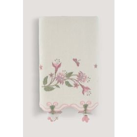 Arliva Home Nergis Krem 30x50 Kadife Nakışlı Çeyiz Havlusu