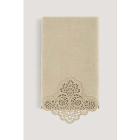 Arliva Home Sedef Bej 50x85 Kadife Nakışlı Çeyiz Havlusu