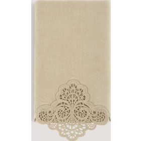 Arliva Home Sedef Bej 50x85 Kadife Nakışlı Çeyiz Havlusu