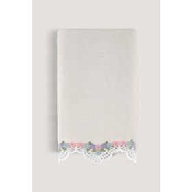Arliva Home Sıla Krem 50x85 Kadife Nakışlı Çeyiz Havlusu