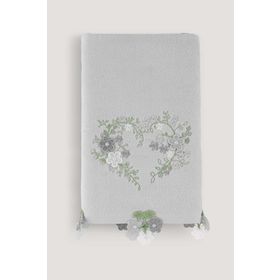 Arliva Home Yasemin Gri 30x50 Kadife Nakışlı Çeyiz Havlusu