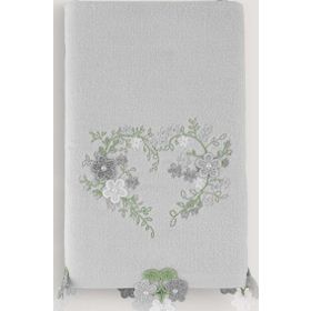 Arliva Home Yasemin Gri 30x50 Kadife Nakışlı Çeyiz Havlusu