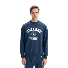 Arma K26124601201 Yazı Baskılı Regular Fit Şardonsuz 3 İplik Bisiklet Yaka İndigo-İ1 Erkek Sweatshirt
