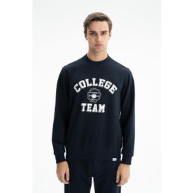 Arma K26124601201 Yazı Baskılı Regular Fit Şardonsuz 3 İplik Bisiklet Yaka Lacivert-L1 Erkek Sweatshirt