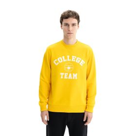 Arma K26124601201 Yazı Baskılı Regular Fit Şardonsuz 3 İplik Bisiklet Yaka Sarı-S2 Erkek Sweatshirt