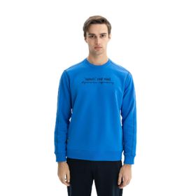 Arma K26124601601 Tarz Yazı Baskılı Regular Fit Şardonsuz 3 İplik Bisiklet Yaka Saks Mavisi-SM1 Erkek Sweatshirt