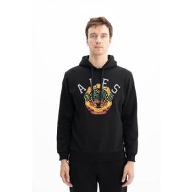 Arma K26254625801 Baskılı 3 İplik Regular Fit Cepsiz Kapüşonlu Siyah-S1 Erkek Sweatshirt