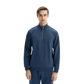 Arma K26404626301 Regular Fit Şardonsuz 3 iplik Basic Fermuar Cepli Dik Yakalı Yarım Fermuar İndigo-İ1 Erkek Sweatshirt