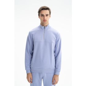 Arma K26404626301 Regular Fit Şardonsuz 3 İplik Basic Fermuar Cepli Dik Yakalı Yarım Fermuar Mor-M2 Erkek Sweatshirt