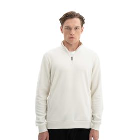 Arma K26544699301 Şık Tarz Basic Regular Fit Dik Yaka Selanik Yarım Fermuarlı Ekru-E1 Erkek Sweatshirt