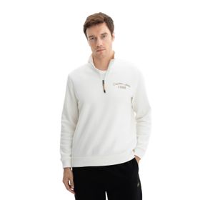 Arma K26544801201 Ekru Büyük Beden Yarım Fermuar Basic Dik Yaka Erkek Sweatshirt