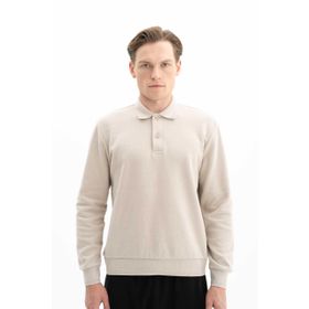 Arma K26564699901 Regular Fit Kazak Selanik Kumaş Polo Yaka Düğmeli Bej-B2 Erkek Sweatshirt