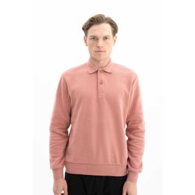 Arma K26564699901 Regular Fit Kazak Selanik Kumaş Polo Yaka Düğmeli Pembe-P3 Erkek Sweatshirt