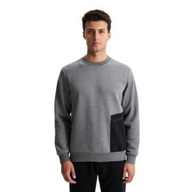 Arma K28124602101 Regular Fit 3 İplik Şardonlu Yandan Tek Fermuar Cepli Bisiklet Yaka Gri-G1 Erkek Sweatshirt