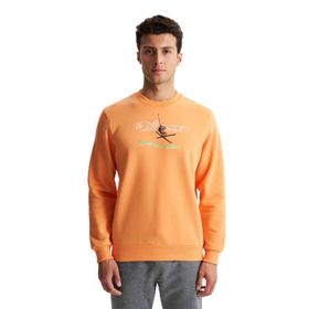 Arma K28124602501 Regular Fit 3 İplik Şardonlu Pamuklu Bisiklet Yaka Turuncu-T1 Erkek Sweatshirt