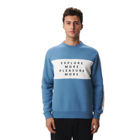 Arma K28124602601 Regular Fit Yazılı Şardonlu 3 İplik Bisiklet Yaka Mavi-M2 Erkek Sweatshirt