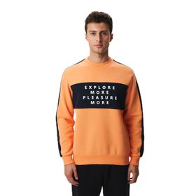 Arma K28124602601 Regular Fit Yazılı Şardonlu 3 İplik Bisiklet Yaka Turuncu-T1 Erkek Sweatshirt