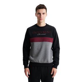 Arma K28124602701 Regular Fit Yazılı Baskılı Bisiklet Yaka Siyah-S1 Erkek Sweatshirt