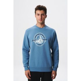 Arma K28124602901 Regular Fit Şardonlu Bisiklet Yaka Mavi Erkek Sweatshirt