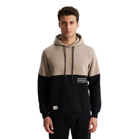Arma K28254627101 Regular Fit 3 İplik Şardonlu Kanguru Cepli Kapüşonlu Gri-Bej G8 Erkek Sweatshirt