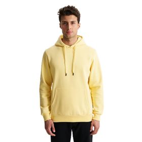 Arma K28254627501 Şık Regular Fit Basic 3 İplik Şardonlu Kanguru Cepli Kapüşonlu Sarı-S1 Erkek Sweatshirt