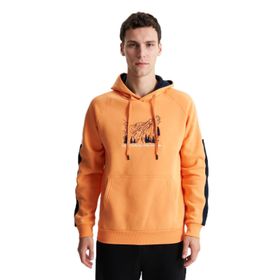 Arma K28254627701 Regular Fit Baskılı Reglan Kollu Kanguru Cepli Kapüşonlu Turuncu-T1 Erkek Sweatshirt
