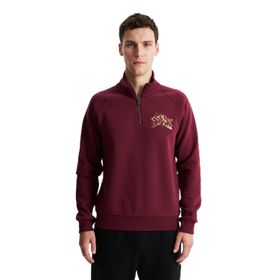 Arma K28404626801 Regular Fit Cepsiz Basic 3 İplik Şardonlu Dik Yaka Yarım Fermuar Kırmızı-K3 Erkek Sweatshirt