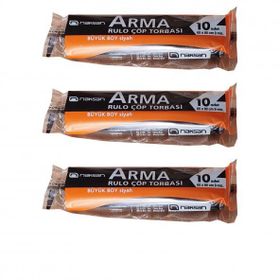 Arma Standart Büyük Boy 65x80 cm Siyah 10 Adetlik 1 Rulo 50 lt Çöp Poşeti (3 adet)