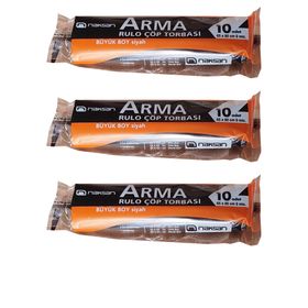 Arma Standart Büyük Boy 65x80 cm Siyah 10 Adetlik 1 Rulo 50 lt Çöp Poşeti (3 adet)