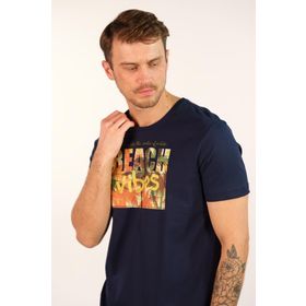 Arma Y22344401301 Lacivert-L1 Bisiklet Yaka Erkek T-shirt