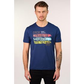 Arma Y22344402101 İndigo-İ1 Bisiklet Yaka Erkek T-shirt