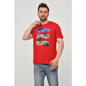 Arma Y22344402601 Kırmızı-K1 Bisiklet Yaka Erkek T-shirt