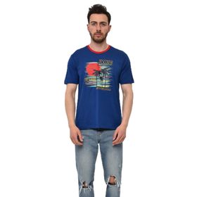 Arma Y22344402701 Saks Mavisi-SM1 Bisiklet Yaka Erkek T-shirt
