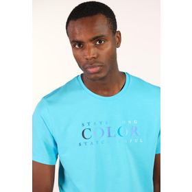 Arma Y22344450401 Turkuaz-T1 Bisiklet Yaka Erkek T-shirt