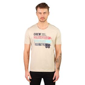 Arma Y22374868101 Bej-B1 Büyük Beden Bisiklet Yaka Erkek T-shirt
