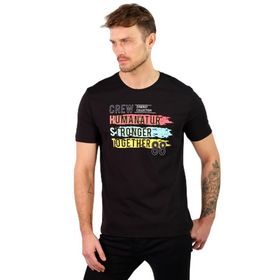 Arma Y22374868101 Siyah-S1 Büyük Beden Bisiklet Yaka Erkek T-shirt