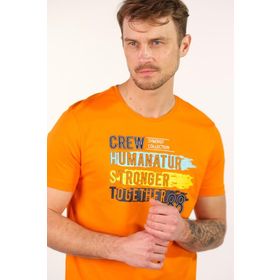 Arma Y22374868101 Turuncu-T1 Büyük Beden Bisiklet Yaka Erkek T-shirt