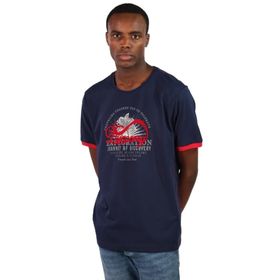 Arma Y22374868201 Lacivert-L1 Büyük Beden Bisiklet Yaka Erkek T-shirt