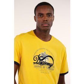 Arma Y22374868201 Sarı-S1 Büyük Beden Bisiklet Yaka Erkek T-shirt