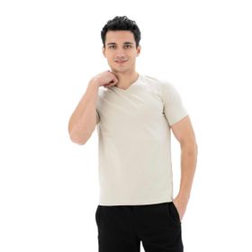 Arma Y25344452801 Bej-B1 V Yaka Slim Fit Erkek T-shirt