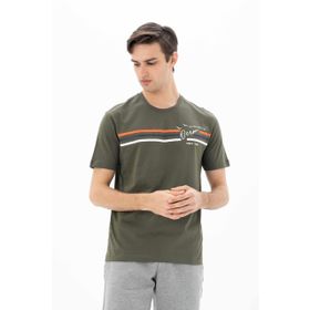 Arma Y25344869901 Haki-H1 Büyük Beden Bisiklet Yaka Erkek T-shirt