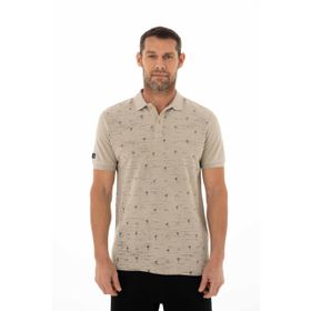 Arma Y25374376101 Gri-Bej G8 Regular Fit Parça Boyama Polo Yaka Erkek T-shirt