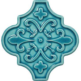 Armada Çini 12x12 Ottoman Çiçekli Arabesk Turkuaz Çini Seramik Karo