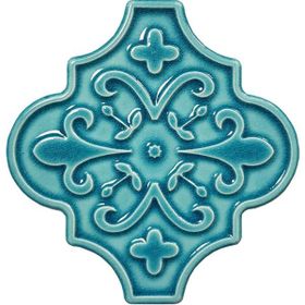 Armada Çini 12x12 Ottoman Çiçekli Arabesk Turkuaz Çini Seramik Karo