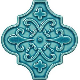 Armada Çini 12x12 Ottoman Çiçekli Arabesk Turkuaz Çini Seramik Karo