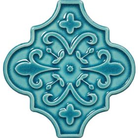 Armada Çini 12x12 Ottoman Çiçekli Arabesk Turkuaz Çini Seramik Karo