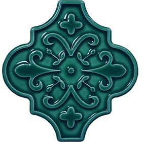 Armada Çini 12x12 Ottoman Çiçekli Arabesk Yeşil Çini Seramik Karo