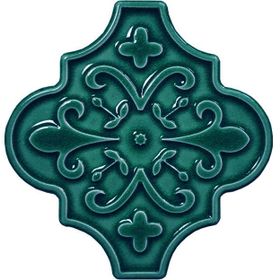 Armada Çini 12x12 Ottoman Çiçekli Arabesk Yeşil Çini Seramik Karo